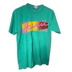 Vintage 80's Hawaii Happy Shirts Tee Tourist Blue T Shirt Size L